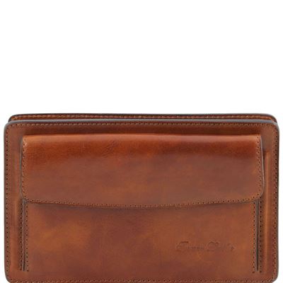 Tuscany Leather Denis - Eksklusiv læder handy wrist taske for man i farven lyse brun