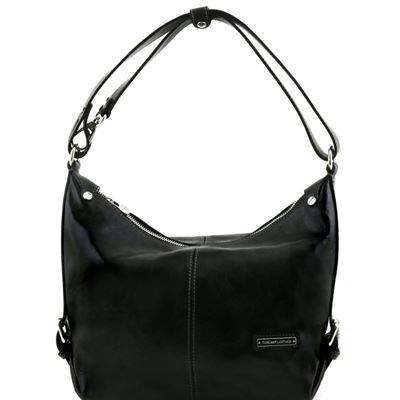Tuscany Leather Sabrina - Læder hobo taske i farven sort