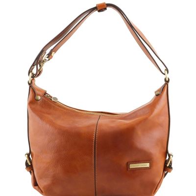 Tuscany Leather Sabrina - Læder hobo taske i farven lyse brun