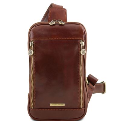 Tuscany Leather Martin - Læder crossover taske i farven brun