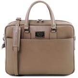 Tuscany Leather 16" Urbino herre læder computertaske - Saffiano Læder briefcase med lomme på forsiden i farven Dark Taupe