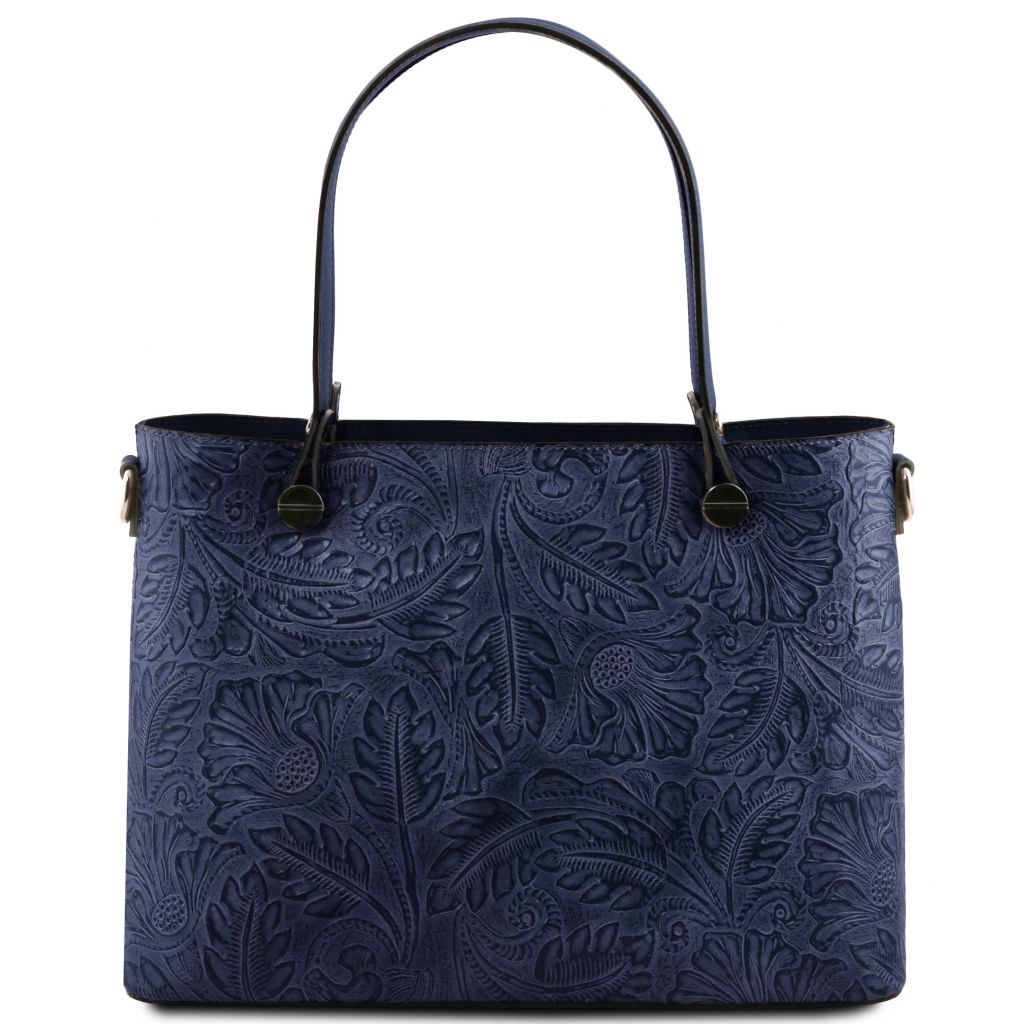 Tuscany Leather Atena - Læder shopping taske med blomstermønster i farven mørke | Bestil 1655_1_107
