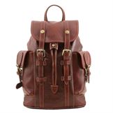 Tuscany Leather Nara - Læder rygsæk med med sidelommer i farven brun