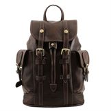 Tuscany Leather Nara - Læder rygsæk med med sidelommer i farven mørke brun
