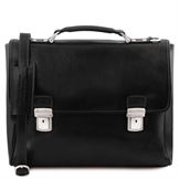Tuscany Leather 16" Trieste - Eksklusiv læder laptop taske med 2 rum - sort