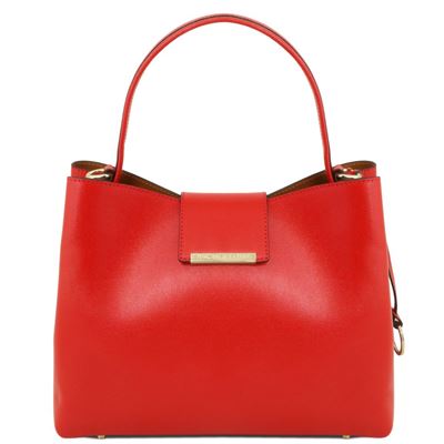 Tuscany Leather Clio - Saffiano læder secchiello taske i farven Læbestift rød
