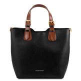 Tuscany Leather taske - Saffiano læder håndtaske i farven sort