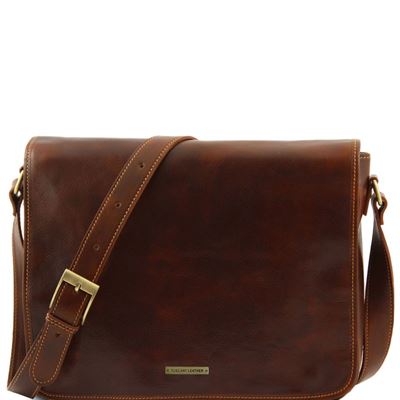 Tuscany Leather 16" Messenger double - Freestyle læder taske i farven brun