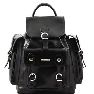 Tuscany Leather Pechino - Læder rygsæk i farven sort