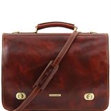 Tuscany Leather 16" Siena - Læder messenger taske med 2 rum i farven brun