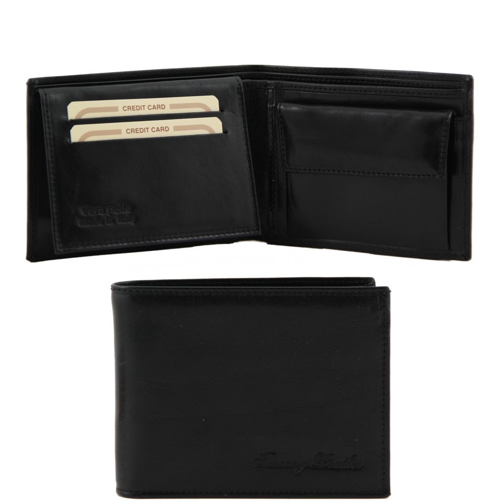 Tuscany Leather Eksklusiv læder pung til mænd with coin pocket i sort | Bestil 763_1_2