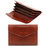 Tuscany Leather Eksklusiv læder pung "harmonika" til kvinder i farven brun