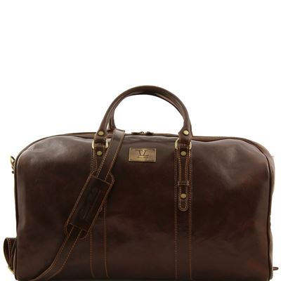 Tuscany Leather Francoforte - Eksklusiv Weekend rejsetaske i læder - Model stor i farven mørke brun