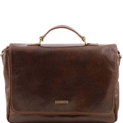 Tuscany Leather 16" Padova herre læder computertaske - Eksklusiv læder taske i farven mørkebrun