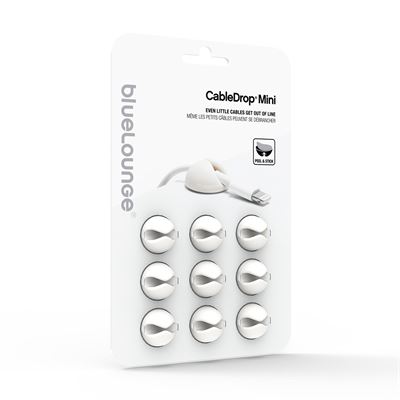 BlueLounge CableDrop Mini i hvid - Selvklæbende holder til kabler - pakke med 9 stk.