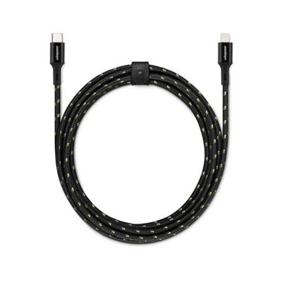 Usbepower polstret Lightning Kabel til USB-C på 1,2 meter i Sort - Stofkabel
