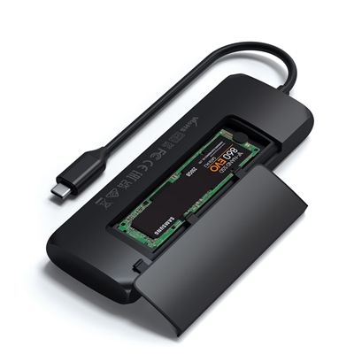 Satechi USB-C HYBRID med indbygget mulighed for SSD-lagring - Sort