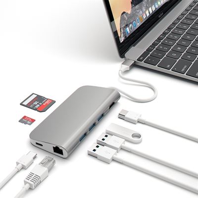 Satechi USB-C 3.1 Multi-Port Adapter 4K Gigabit Ethernet - Space gray