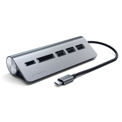 Satechi USB-C USB-hub i aluminium og hukommelseskortlæser - Space gray