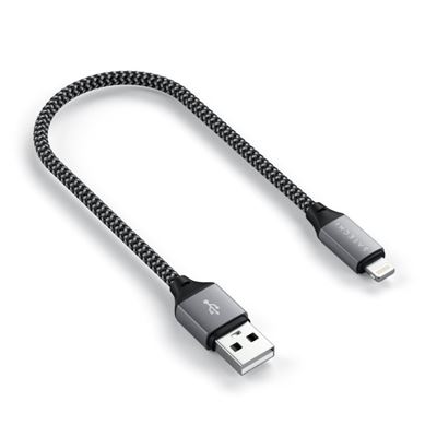 Satechi Flexibel Lightning til USB stofkabel på 25 cm i sort 