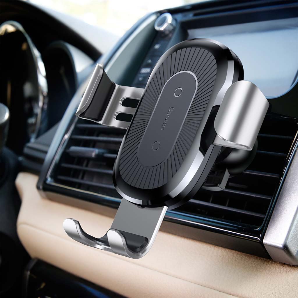 Baseus trådløs oplader og holder til bilen til iPhone - Silver |